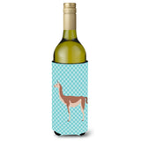 Caroline'S Treasures Guanaco Blue Check Decorative Bottle Hugger, 750 Ml, Multicolor