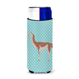 Caroline'S Treasures Guanaco Blue Check Decorative Can Hugger, Slim, Multicolor