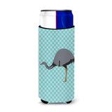 Caroline'S Treasures Rhea Blue Check Decorative Can Hugger, Slim, Multicolor
