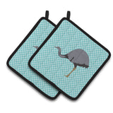 Caroline'S Treasures Rhea Blue Check Decorated Pot Holder, 7.5 X 7.5