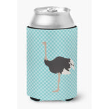 Caroline'S Treasures Common Ostrich Blue Check Decorative Can Hugger, Multicolor