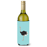 Caroline'S Treasures Common Ostrich Blue Check Decorative Bottle Hugger, 750 Ml, Multicolor