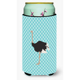 Caroline'S Treasures Common Ostrich Blue Check Decorative Can Hugger, Tall Boy, Multicolor