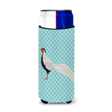 Caroline'S Treasures Silver Pheasant Blue Check Decorative Can Hugger, Slim, Multicolor