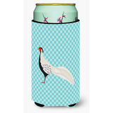 Caroline'S Treasures Silver Pheasant Blue Check Decorative Can Hugger, Tall Boy, Multicolor
