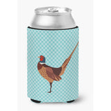 Caroline'S Treasures Ring-Necked Common Pheasant Blue Check Decorative Can Hugger, Multicolor