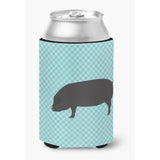 Caroline'S Treasures Devon Large Black Pig Blue Check Decorative Can Hugger, Multicolor