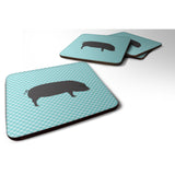 Caroline'S Treasures Devon Large Black Pig Blue Check Decorative Coasters, 3.5, Multicolor