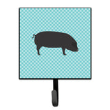 Caroline'S Treasures Devon Large Black Pig Blue Check Wall Hook, Small, Multicolor