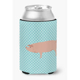 Caroline'S Treasures American Landrace Pig Blue Check Decorative Can Hugger, Multicolor