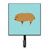 Caroline'S Treasures Hungarian Mangalica Pig Blue Check Wall Hook, Small, Multicolor
