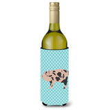 Caroline'S Treasures Mini Miniature Pig Blue Check Decorative Bottle Hugger, 750 Ml, Multicolor
