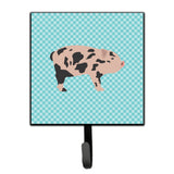 Caroline'S Treasures Mini Miniature Pig Blue Check Wall Hook, Small, Multicolor