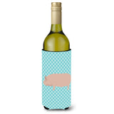 Caroline'S Treasures Welsh Pig Blue Check Decorative Bottle Hugger, 750 Ml, Multicolor