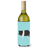 Caroline'S Treasures Hampshire Pig Blue Check Decorative Bottle Hugger, 750 Ml, Multicolor