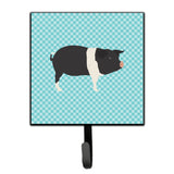 Caroline'S Treasures Hampshire Pig Blue Check Wall Hook, Small, Multicolor