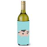 Caroline'S Treasures Gloucester Old Spot Pig Blue Check Decorative Bottle Hugger, 750 Ml, Multicolor