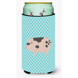 Caroline'S Treasures Gloucester Old Spot Pig Blue Check Decorative Can Hugger, Tall Boy, Multicolor