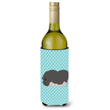 Caroline'S Treasures Vietnamese Pot-Bellied Pig Blue Check Decorative Bottle Hugger, 750 Ml, Multicolor