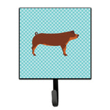 Caroline'S Treasures Duroc Pig Blue Check Wall Hook, Small, Multicolor