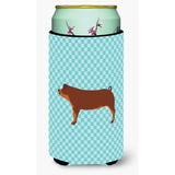 Caroline'S Treasures Duroc Pig Blue Check Decorative Can Hugger, Tall Boy, Multicolor