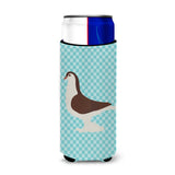 Caroline'S Treasures Large Pigeon Blue Check Decorative Can Hugger, Slim, Multicolor