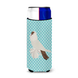 Caroline'S Treasures German Helmet Pigeon Blue Check Decorative Can Hugger, Slim, Multicolor