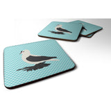 Caroline'S Treasures Saxon Fairy Swallow Pigeon Blue Check Decorative Coasters, 3.5, Multicolor
