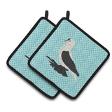 Caroline'S Treasures Saxon Fairy Swallow Pigeon Blue Check Decorated Pot Holder, 7.5 X 7.5