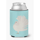 Caroline'S Treasures Silver Fantail Pigeon Blue Check Decorative Can Hugger, Multicolor