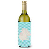 Caroline'S Treasures Silver Fantail Pigeon Blue Check Decorative Bottle Hugger, 750 Ml, Multicolor