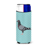 Caroline'S Treasures Racing Pigeon Blue Check Decorative Can Hugger, Slim, Multicolor