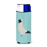 Caroline'S Treasures Nun Pigeon Blue Check Decorative Can Hugger, Slim, Multicolor
