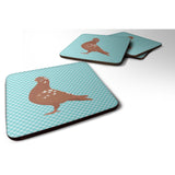 Caroline'S Treasures African Owl Pigeon Blue Check Decorative Coasters, 3.5, Multicolor