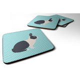 Caroline'S Treasures Dutch Rabbit Blue Check Decorative Coasters, 3.5, Multicolor