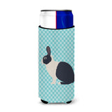 Caroline'S Treasures Dutch Rabbit Blue Check Decorative Can Hugger, Slim, Multicolor