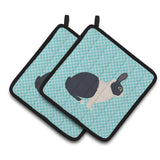Caroline'S Treasures Dutch Rabbit Blue Check Decorated Pot Holder, 7.5 X 7.5