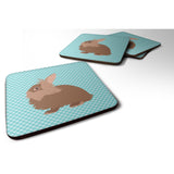 Caroline'S Treasures Lionhead Rabbit Blue Check Decorative Coasters, 3.5, Multicolor