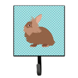 Caroline'S Treasures Lionhead Rabbit Blue Check Wall Hook, Small, Multicolor