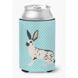 Caroline'S Treasures English Spot Rabbit Blue Check Decorative Can Hugger, Multicolor