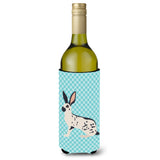 Caroline'S Treasures English Spot Rabbit Blue Check Decorative Bottle Hugger, 750 Ml, Multicolor