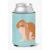 Caroline'S Treasures English Lop Rabbit Blue Check Decorative Can Hugger, Multicolor