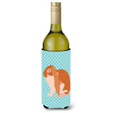 Caroline'S Treasures English Lop Rabbit Blue Check Decorative Bottle Hugger, 750 Ml, Multicolor