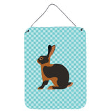 Caroline'S Treasures Tan Rabbit Blue Check Metal Print, 16Hx12W, Multicolor