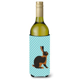 Caroline'S Treasures Tan Rabbit Blue Check Decorative Bottle Hugger, 750 Ml, Multicolor