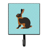 Caroline'S Treasures Tan Rabbit Blue Check Wall Hook, Small, Multicolor