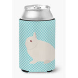Caroline'S Treasures Hermelin Rabbit Blue Check Decorative Can Hugger, Multicolor