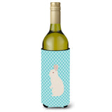Caroline'S Treasures New Zealand White Rabbit Blue Check Decorative Bottle Hugger, 750 Ml, Multicolor