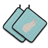 Caroline'S Treasures New Zealand White Rabbit Blue Check Decorated Pot Holder, 7.5 X 7.5
