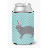 Caroline'S Treasures Giant Chinchilla Rabbit Blue Check Decorative Can Hugger, Multicolor